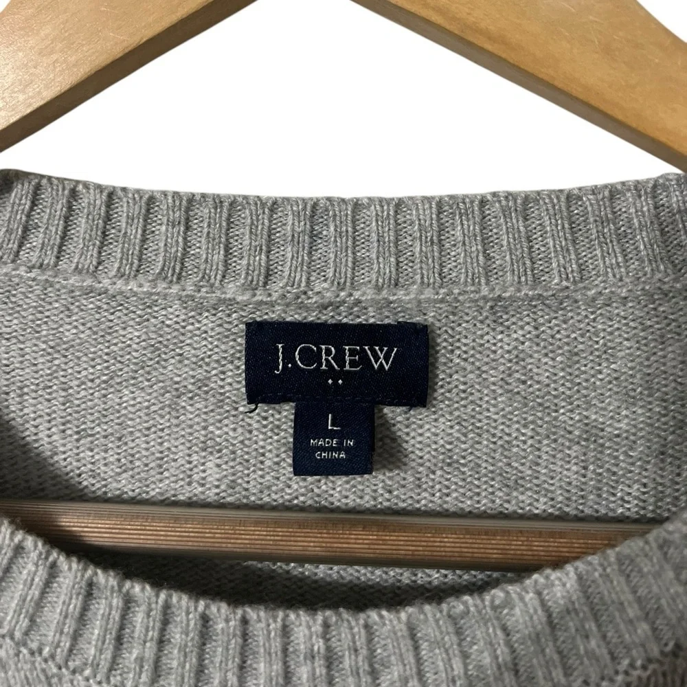 J.CREW Men’s Lambs Wool Mix Gray Ribbed Sweater Pullover Top